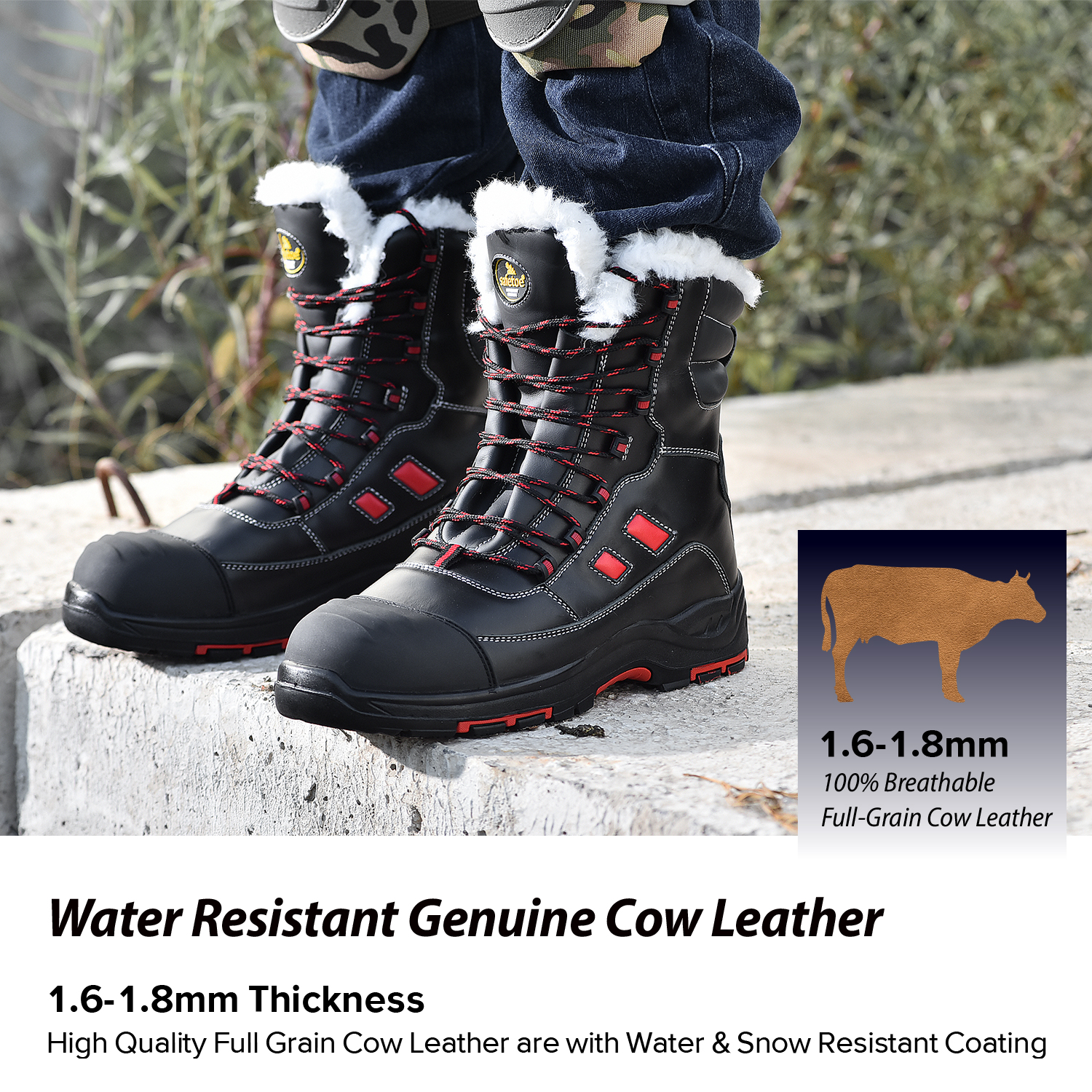 Ready Stock Warm Fur Winter Work Boots H-9550